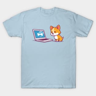 Cute Dog With Laptop T-Shirt